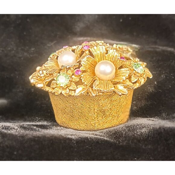 Vintage Florenza Gold-Toned Floral Trinket Box - Picture 12 of 13